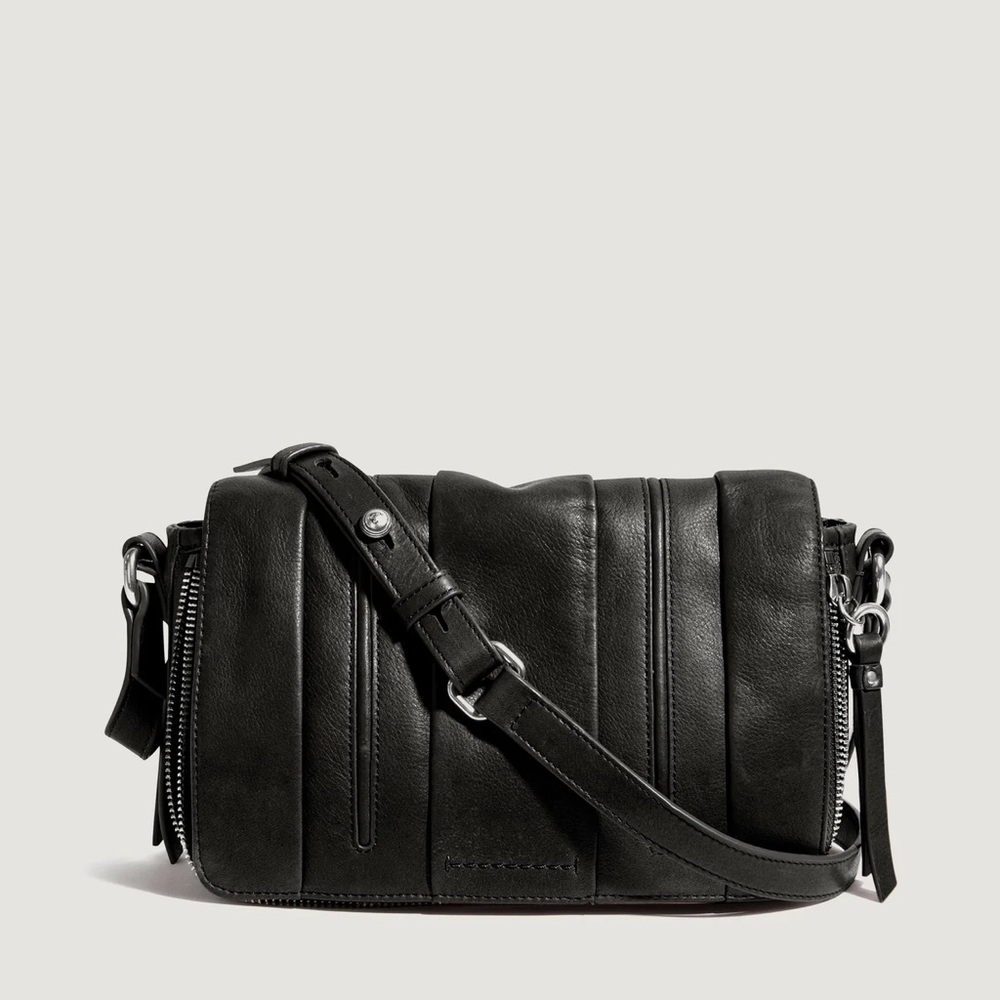 Black Leather Crossbody Bag / Zebrina Crossbody